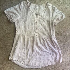 Notoriousa Cream 100% Cotton Babydoll Henley Boho shirt Size M